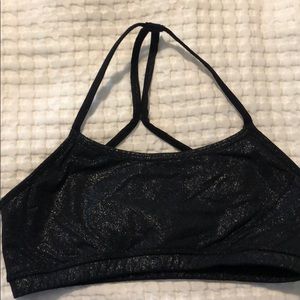 Black shimmer sports bra